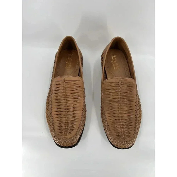 BRASS BOOT WALKING GLOVES WEAVE TAN LEATHER SLIP ON COOL DRIVING LOAFER 11.5M EC - Picture 1 of 13